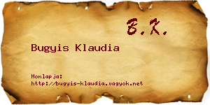 Bugyis Klaudia névjegykártya